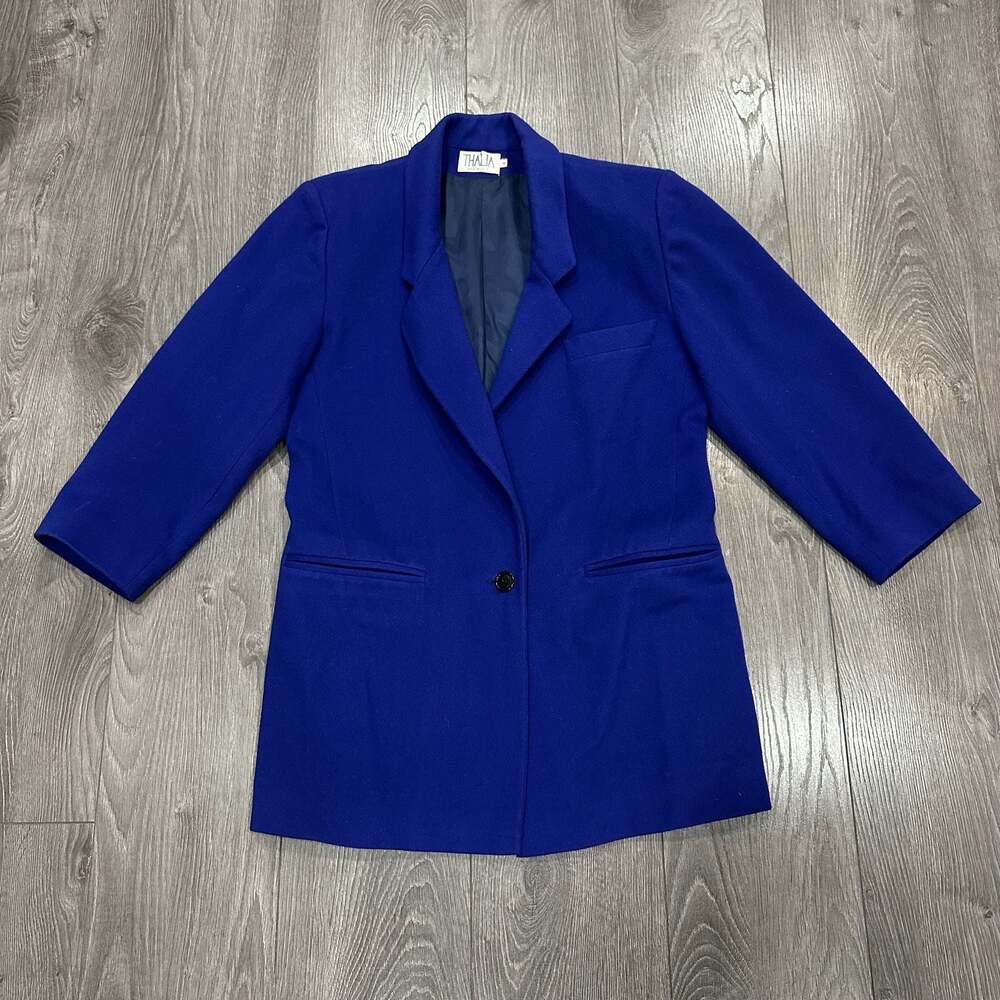 Thalia Vintage Royal Blue Made in Italy Wool Blazer Coat